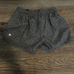Grey lululemon track that shorts size 4, 4 inches!